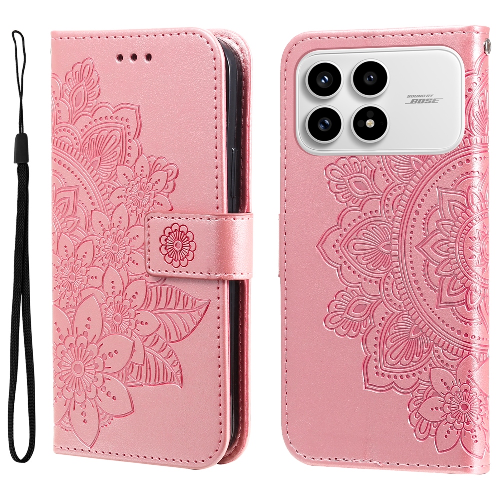 Floral knižkové púzdro na Xiaomi Poco F8 Pro 5G - ružové