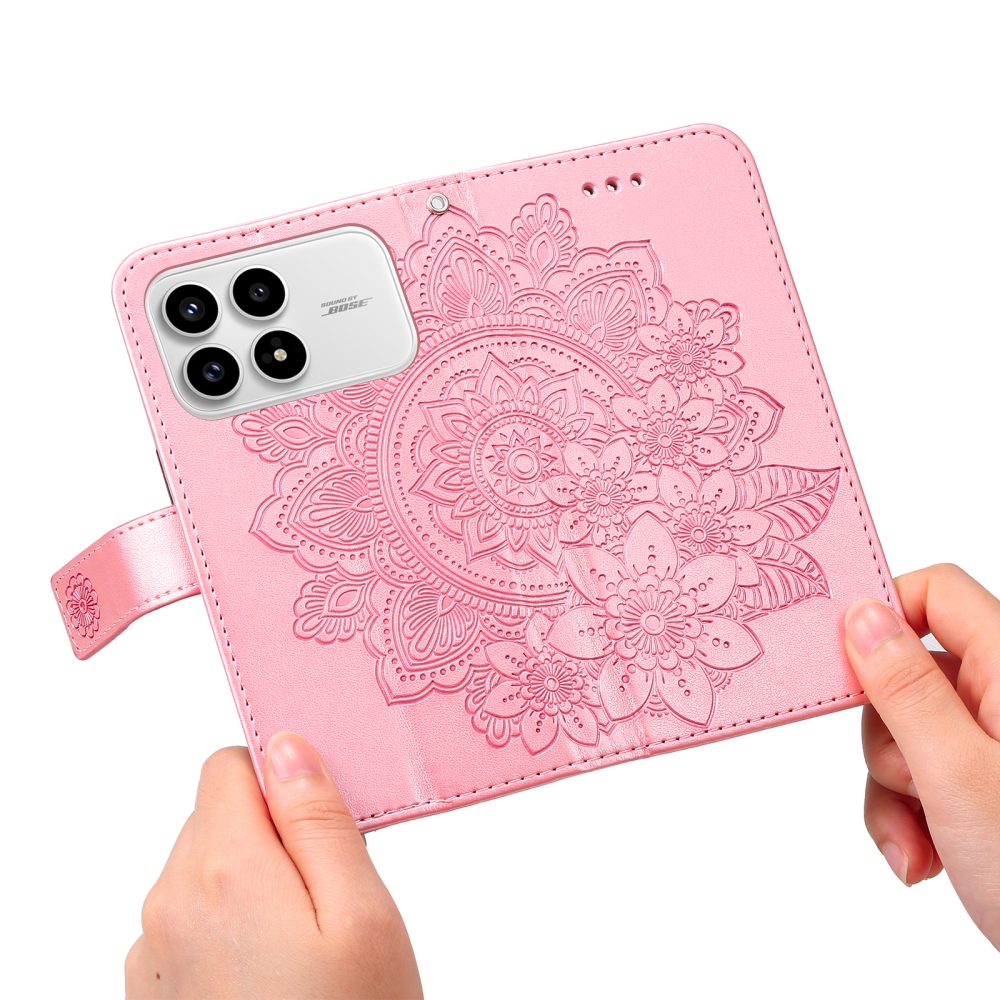 Floral knižkové púzdro na Xiaomi Poco F8 Pro 5G - ružové