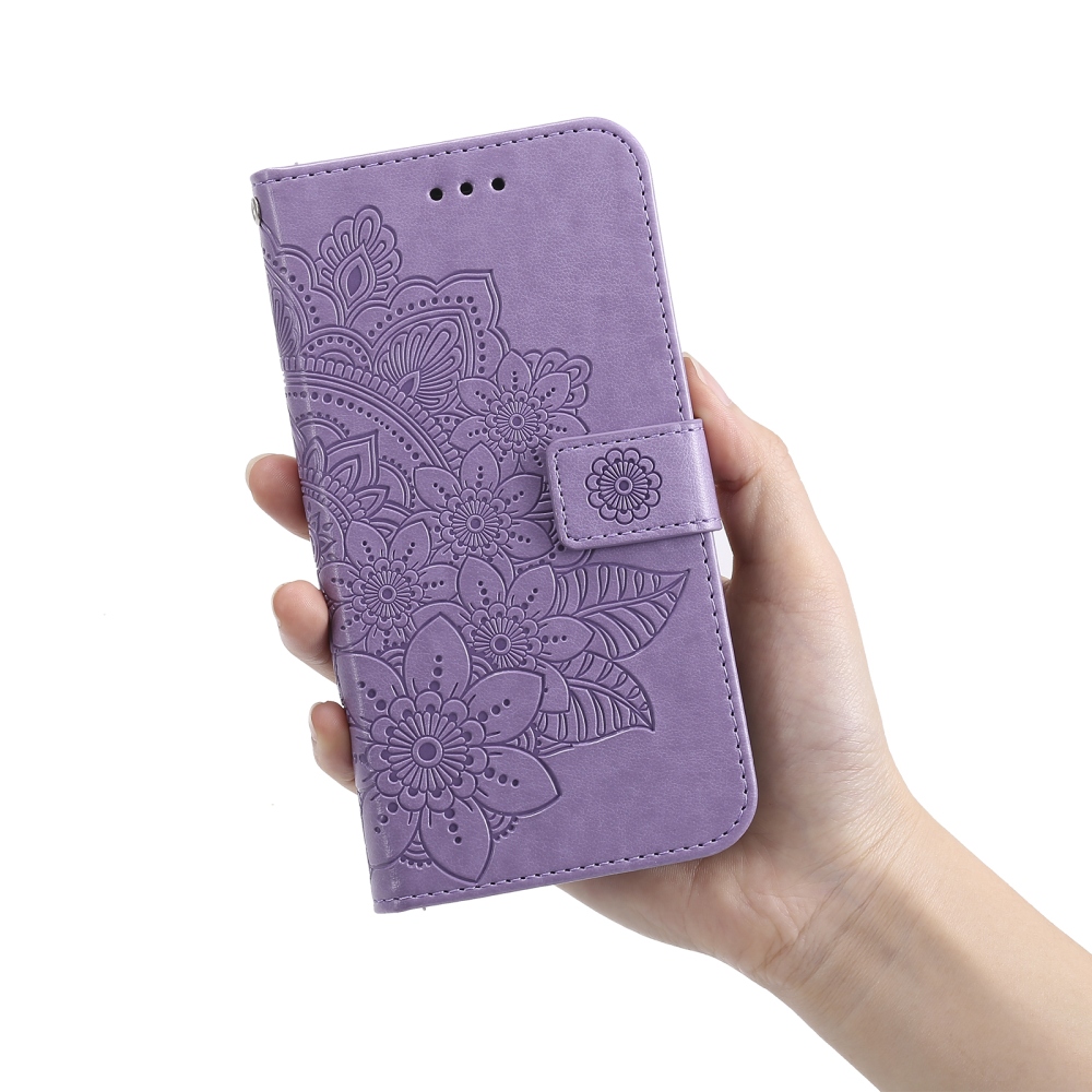 Floral knižkové púzdro na Xiaomi Poco F8 Ultra 5G - fialové