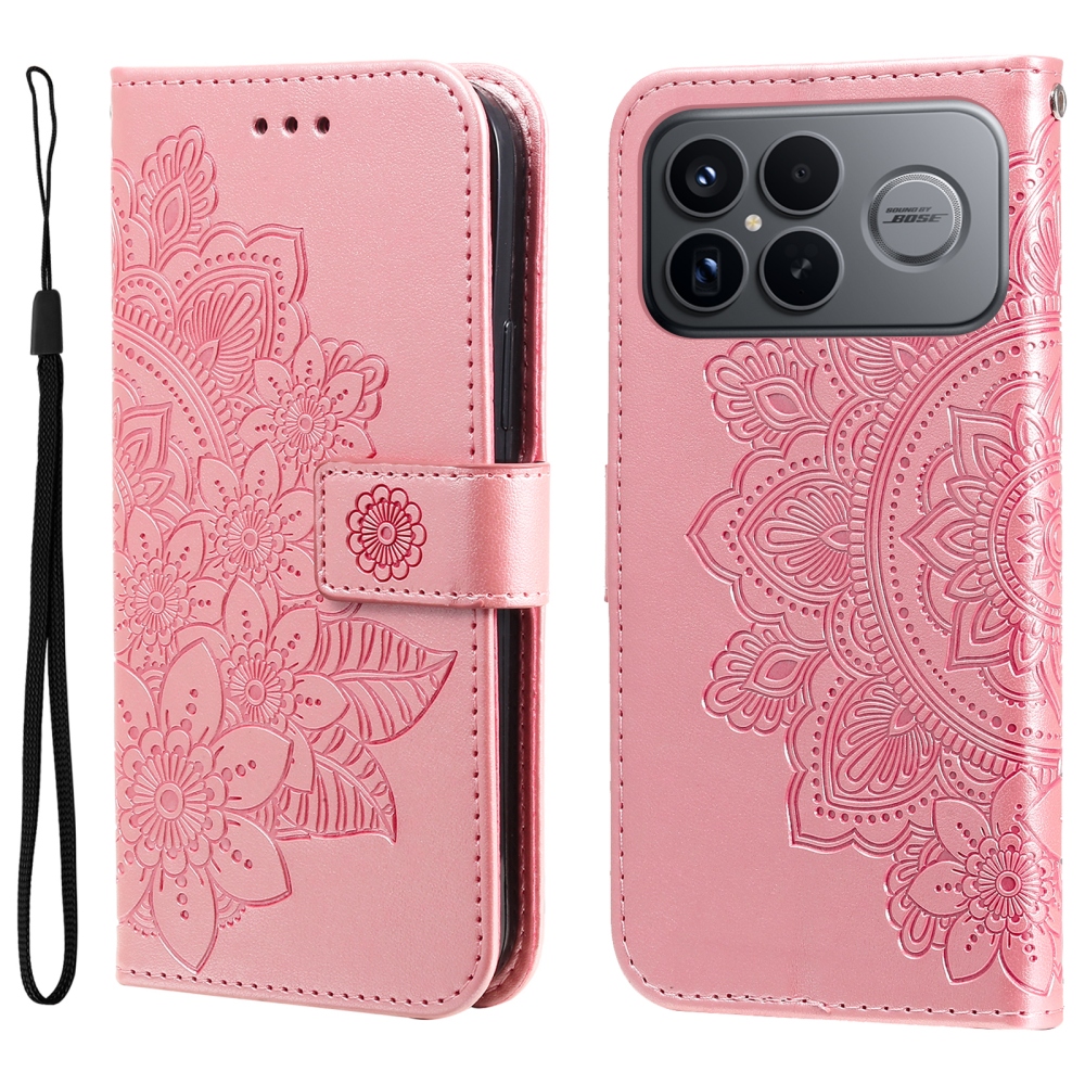 Floral knižkové púzdro na Xiaomi Poco F8 Ultra 5G - ružové