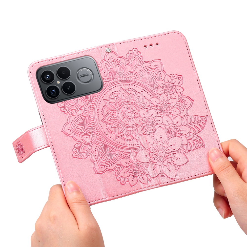 Floral knižkové púzdro na Xiaomi Poco F8 Ultra 5G - ružové