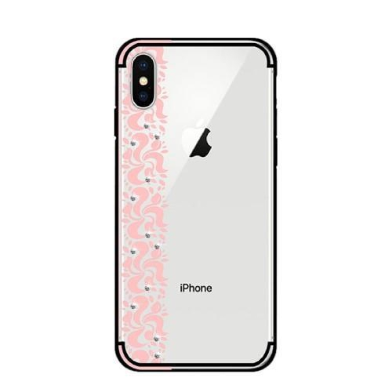 Floral transparentný gélový obal naiPhone X - ružový