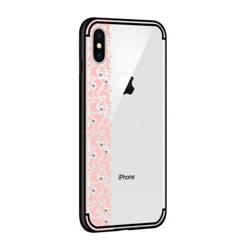 Floral transparentný gélový obal naiPhone X - ružový