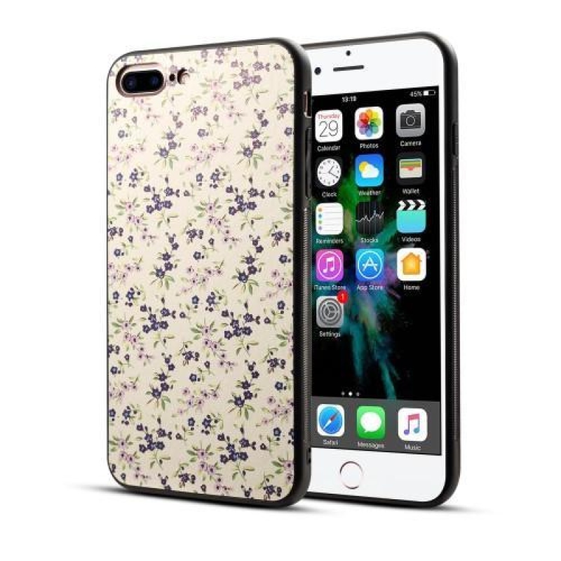 Flower gélový obal na iPhone 7 Plus a iPhone 8 Plus - fialové kvety