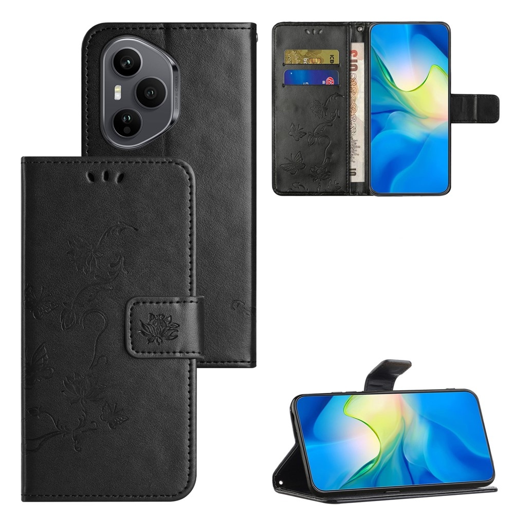 Flower knižkové puzdro na Honor 400 Pro - čierne