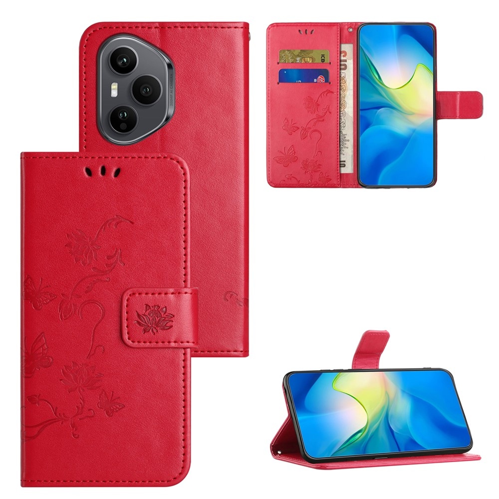 Flower knižkové puzdro na Honor 400 Pro - červené