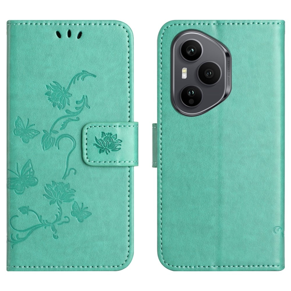 Flower knižkové puzdro na Honor 400 Pro - modrozelené