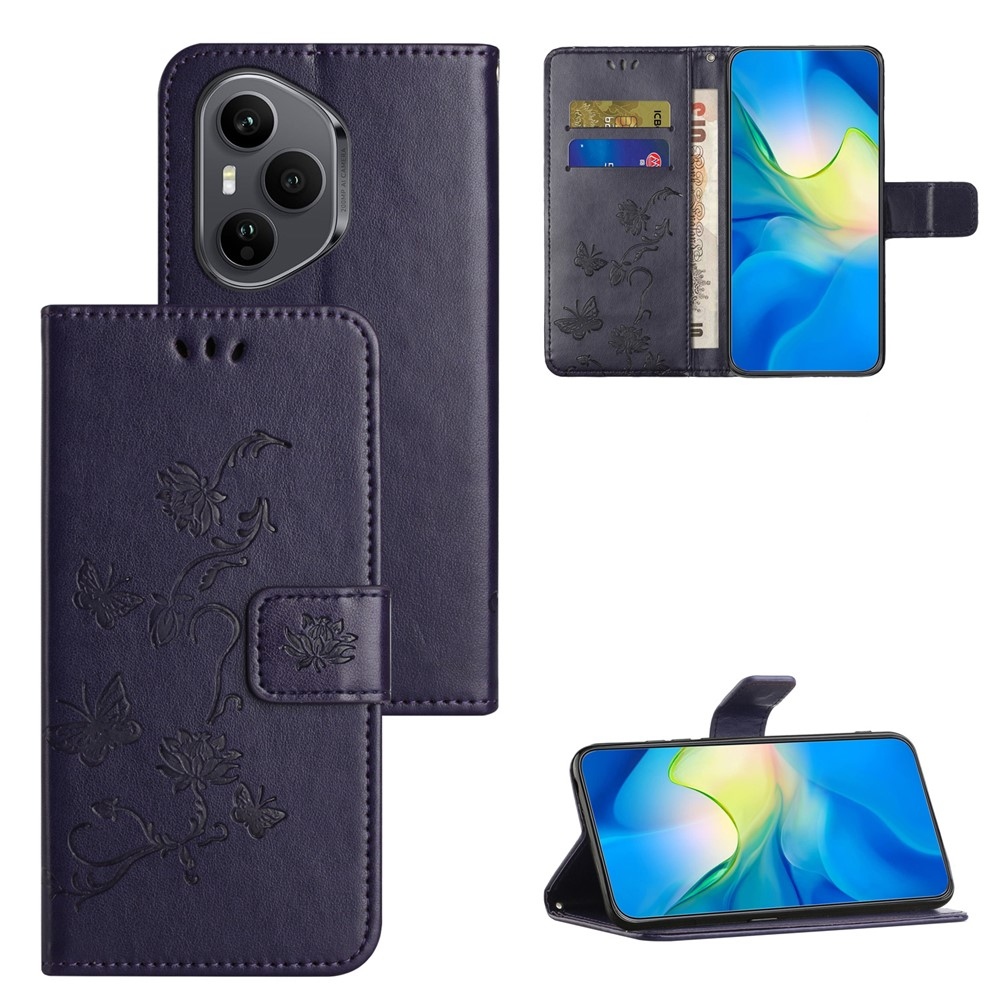 Flower knižkové puzdro na Honor 400 Pro - tmavomodré