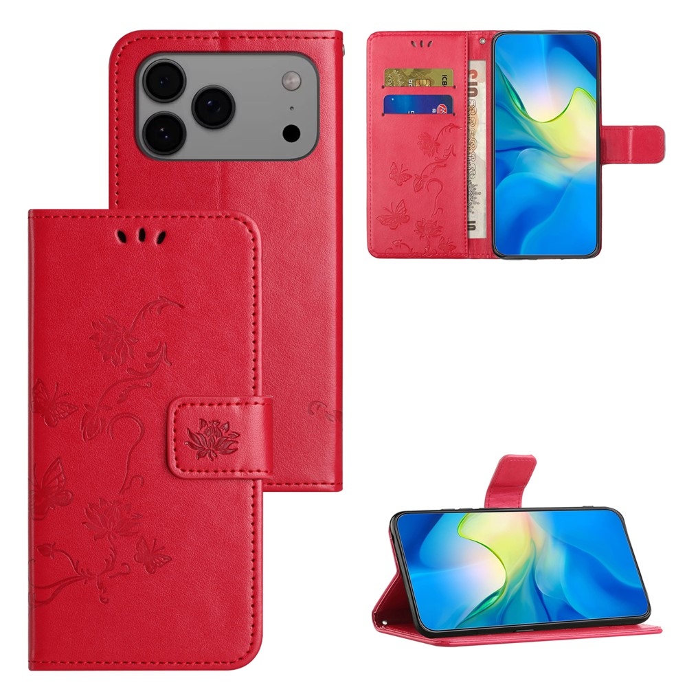 Flower knižkové púzdro na iPhone 18 Pro Max/17 Pro Max - červené