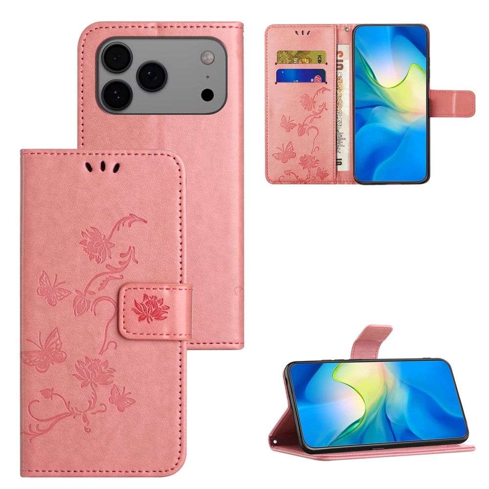 Flower knižkové púzdro na iPhone 18 Pro Max/17 Pro Max - ružové