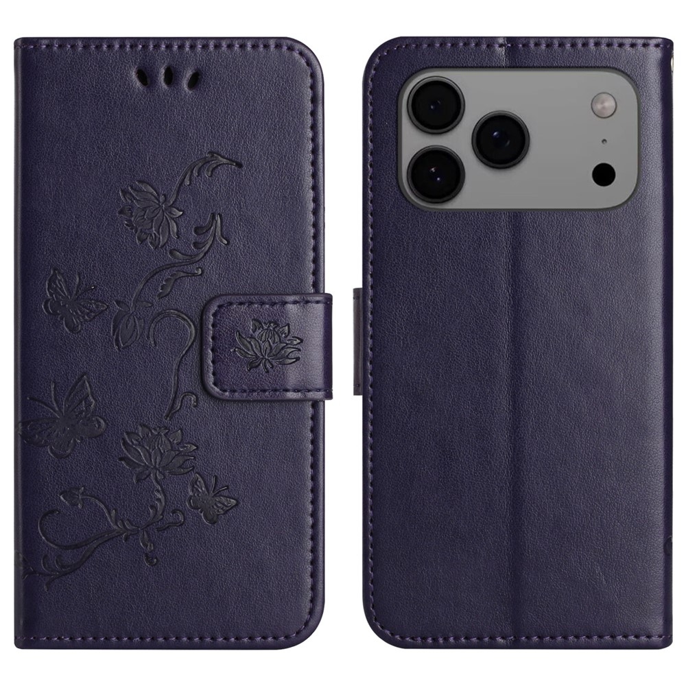 Flower knižkové púzdro na iPhone 18 Pro Max/17 Pro Max - tmavofialové