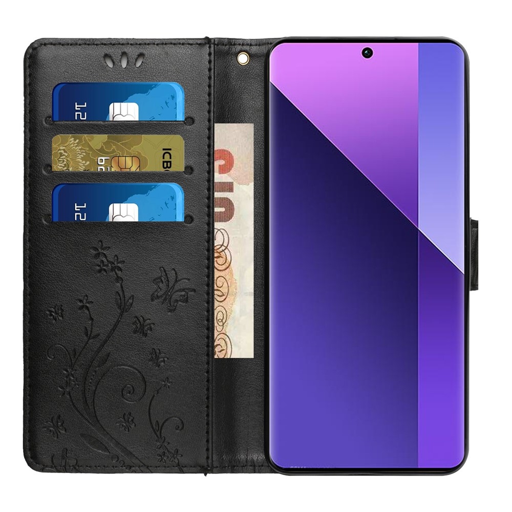 Flower knižkové púzdro na mobil Xiaomi 17T - čierne