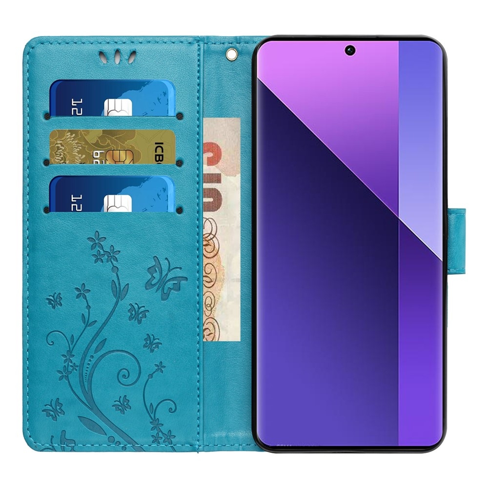 Flower knižkové púzdro na mobil Xiaomi 17T - modré