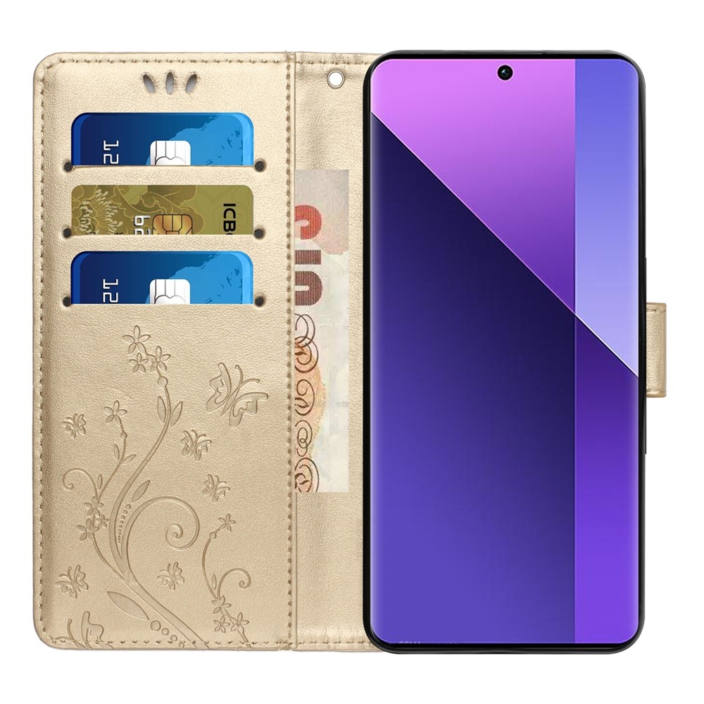 Flower knižkové púzdro na mobil Xiaomi 17T - zlaté