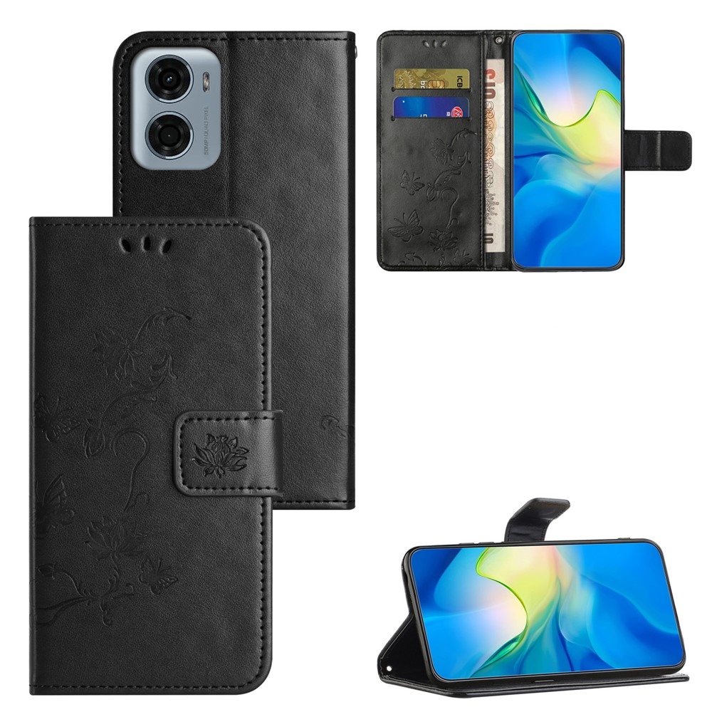 Flower knižkové púzdro na Motorola Moto G06 - čierne