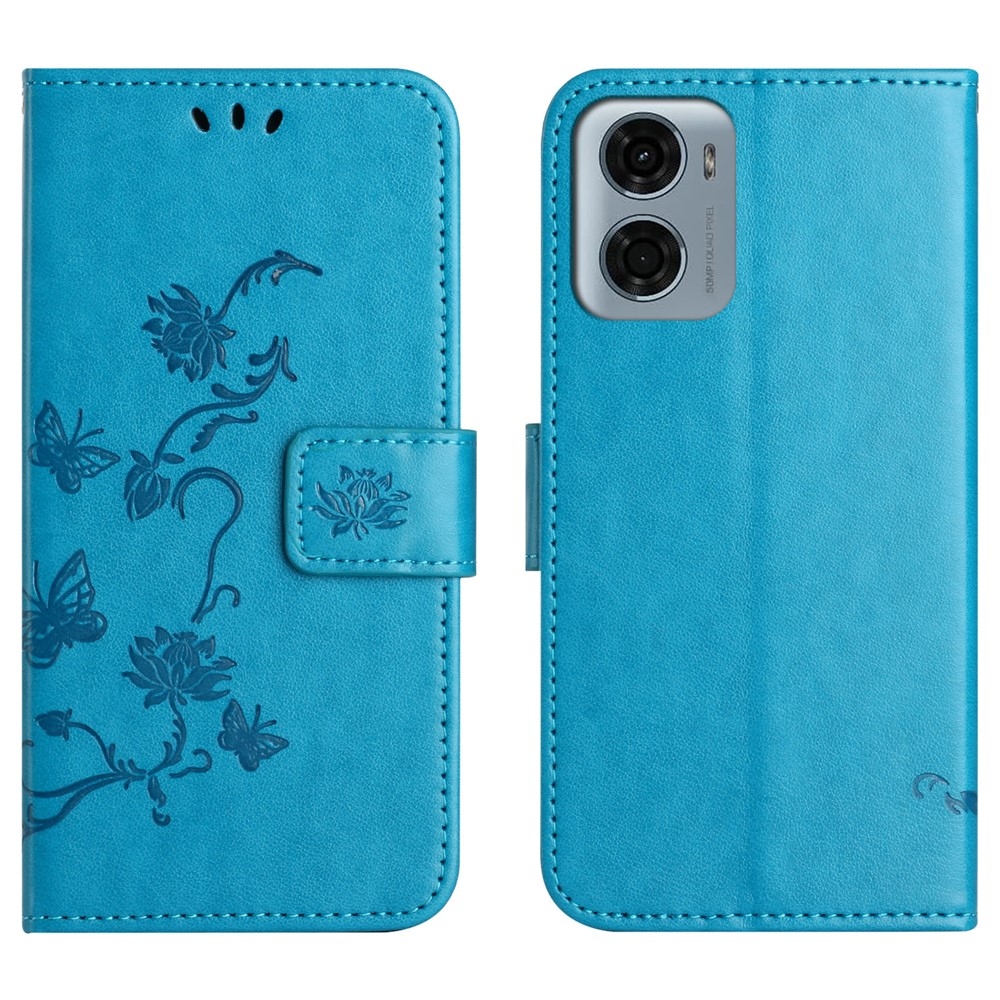 Flower knižkové púzdro na Motorola Moto G06 - modré