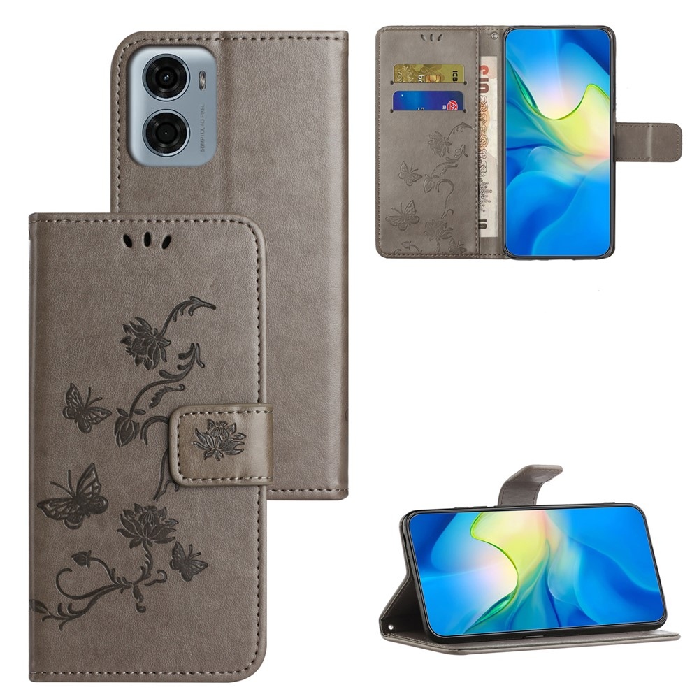 Flower knižkové púzdro na Motorola Moto G06 - šedé