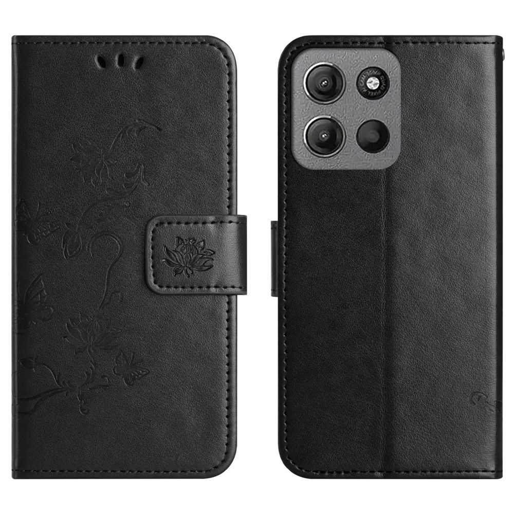 Flower knižkové púzdro na Motorola Moto G86 5G/G86 Power 5G - čierne