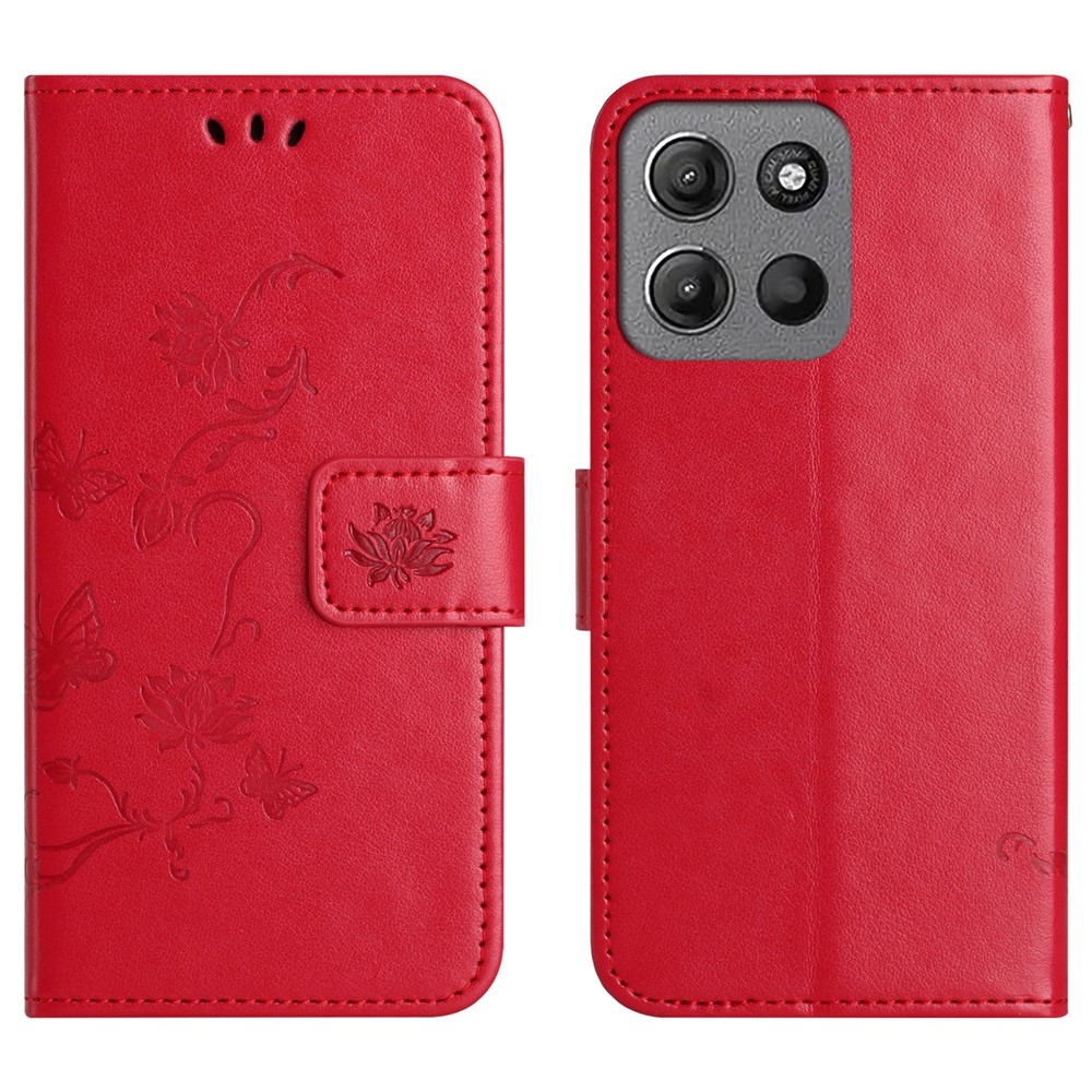 Flower knižkové púzdro na Motorola Moto G86 5G/G86 Power 5G - červené