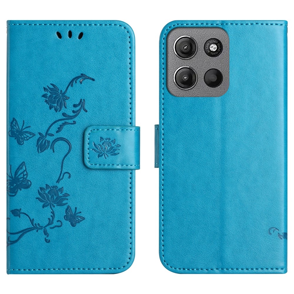 Flower knižkové púzdro na Motorola Moto G86 5G/G86 Power 5G - modré