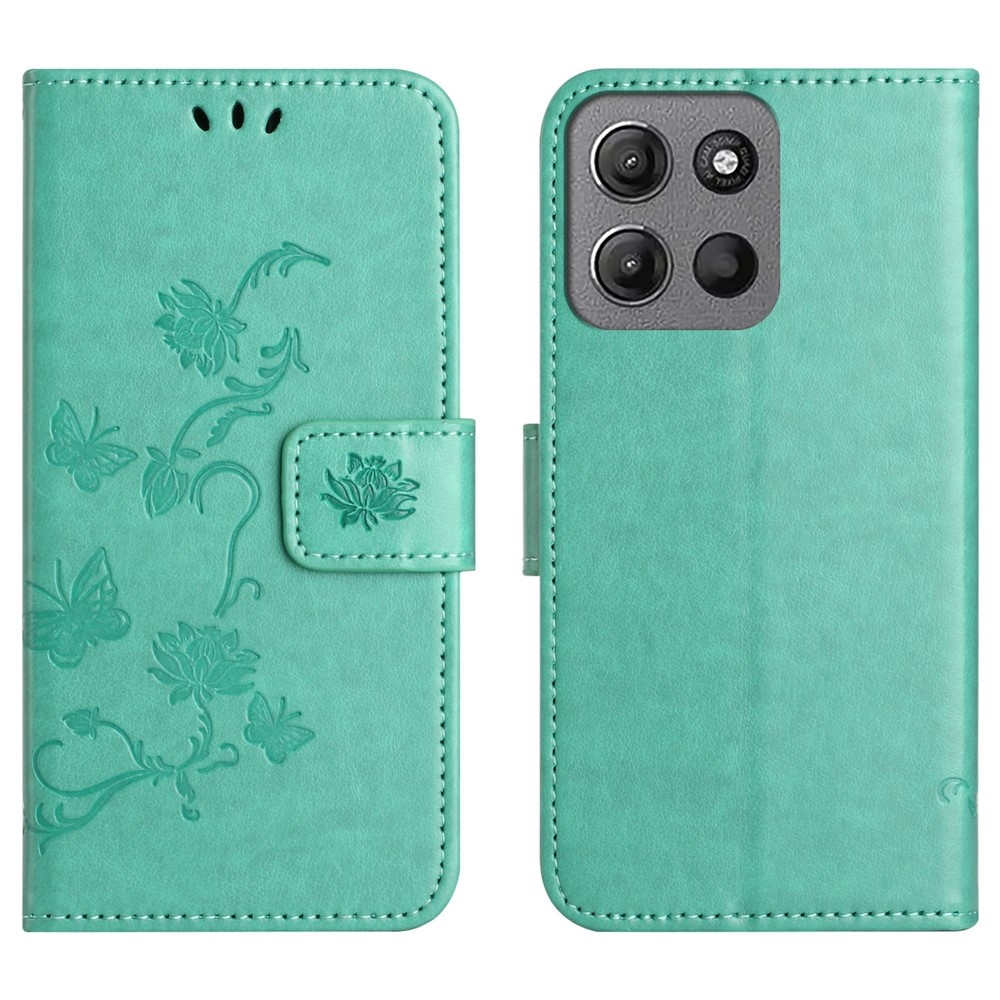 Flower knižkové púzdro na Motorola Moto G86 5G/G86 Power 5G - modrozelené