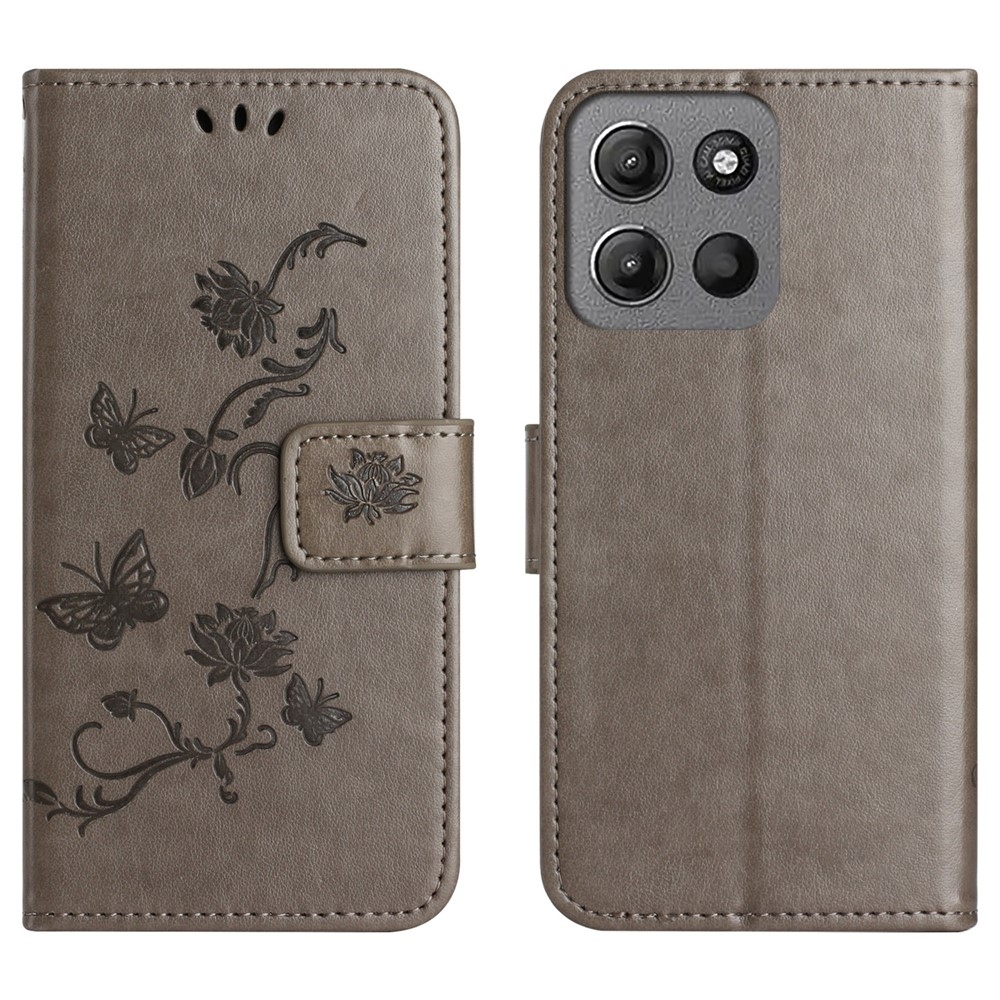 Flower knižkové púzdro na Motorola Moto G86 5G/G86 Power 5G - šedé