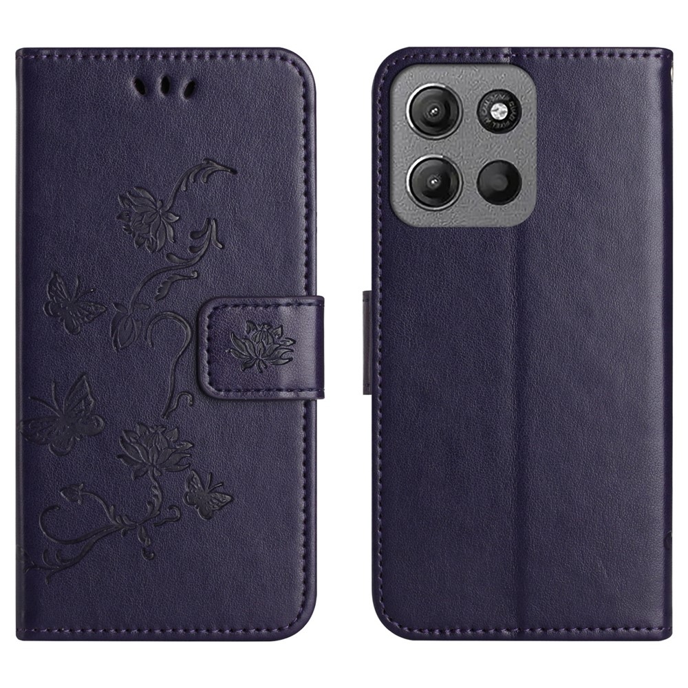 Flower knižkové púzdro na Motorola Moto G86 5G/G86 Power 5G - tmavofialové
