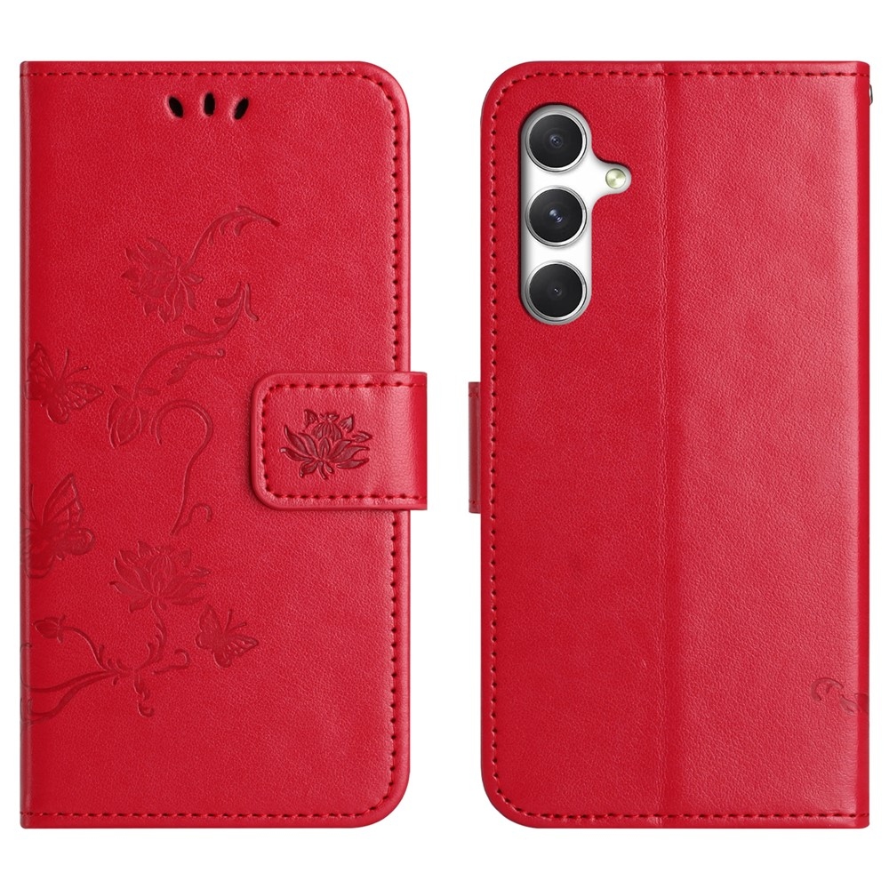Flower knižkové púzdro na Samsung Galaxy A27 - červené