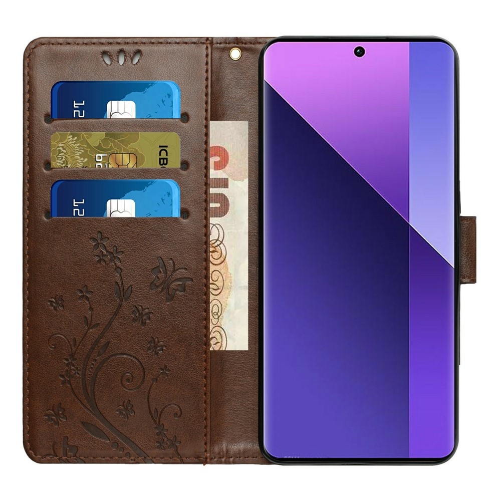 Flowers knižkové púzdro na Samsung Galaxy A27 - hnedé