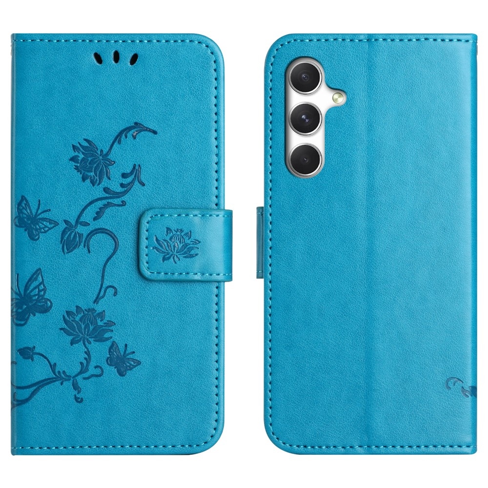 Flower knižkové púzdro na Samsung Galaxy A27 - modré