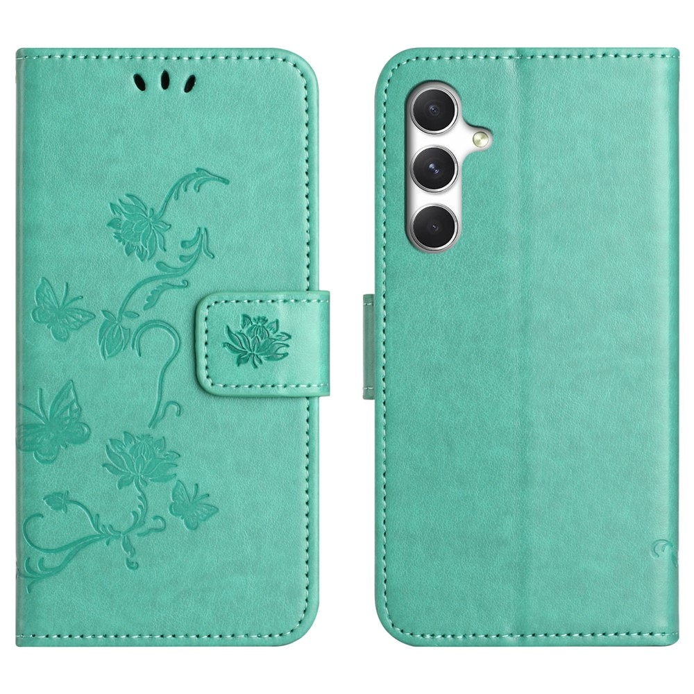 Flower knižkové puzdro na Samsung Galaxy A27 - modrozelené