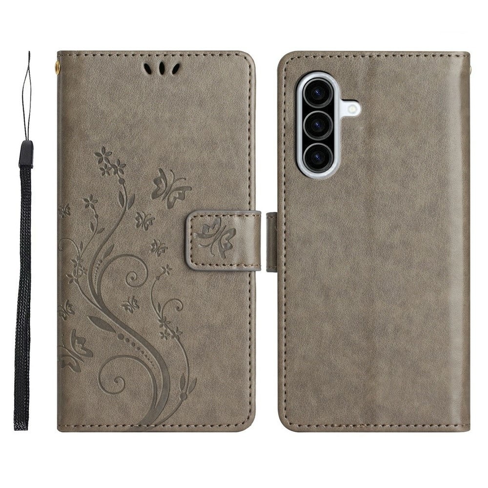 Flowers knižkové púzdro na Samsung Galaxy A27 - šedé