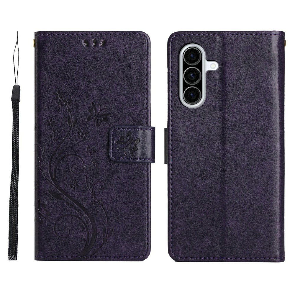 Flowers knižkové púzdro na Samsung Galaxy A27 - tmavofialové