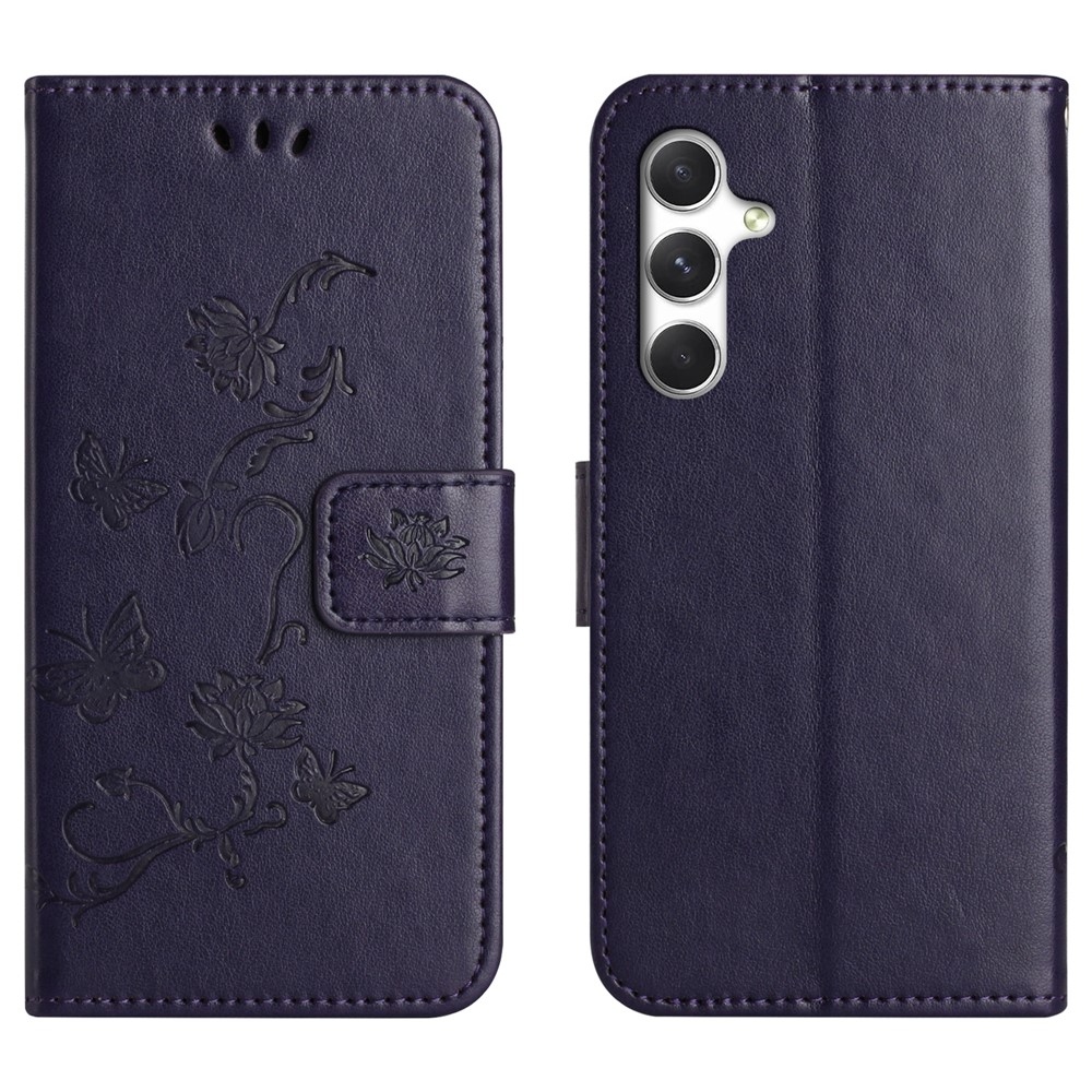Flower knižkové púzdro na Samsung Galaxy A27 - tmavofialové