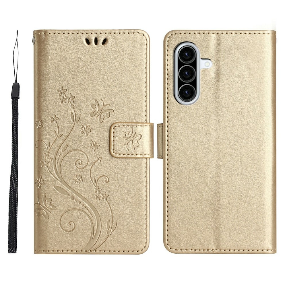 Flowers knižkové púzdro na Samsung Galaxy A27 - zlaté