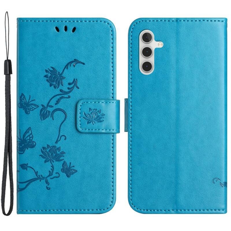 Flower knižkové púzdro na Samsung Galaxy A34 5G - modré