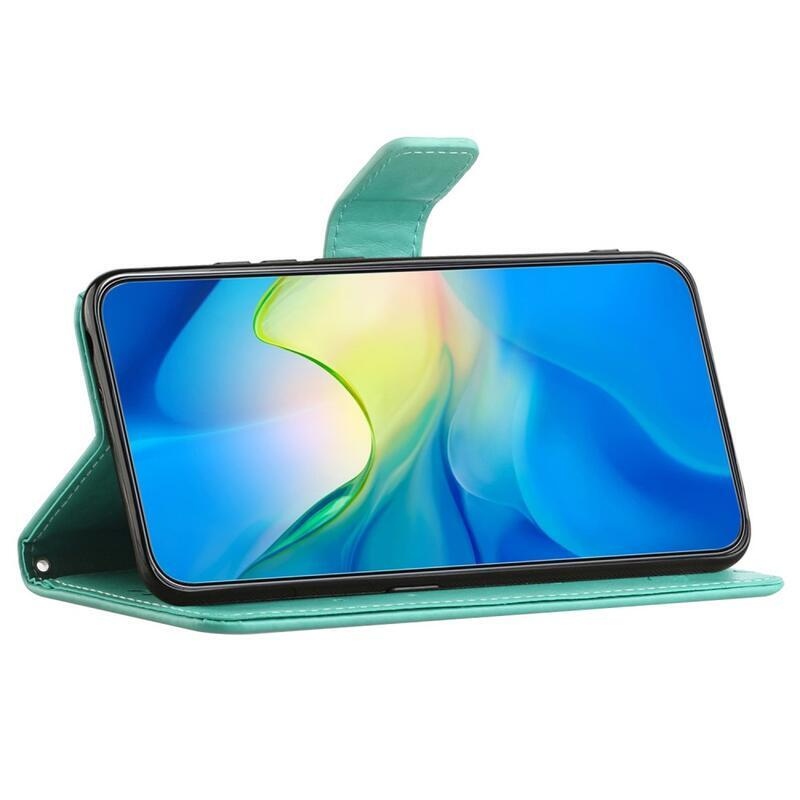 Flower knižkové púzdro na Samsung Galaxy A34 5G - modrozelené