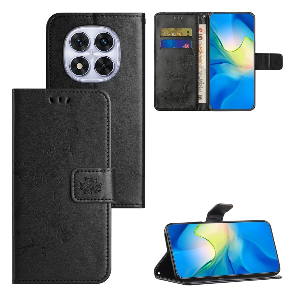 Flower knižkové púzdro na Xiaomi Poco M8 5G/Redmi Note 15 5G - čierne