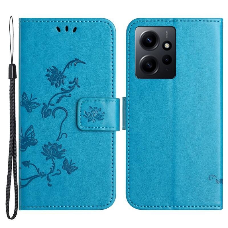 Flower knižkové púzdro na Xiaomi Redmi Note 12 4G - modré