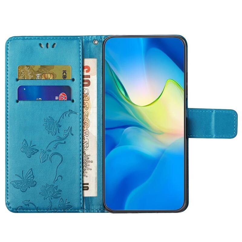Flower knižkové púzdro na Xiaomi Redmi Note 12 4G - modré