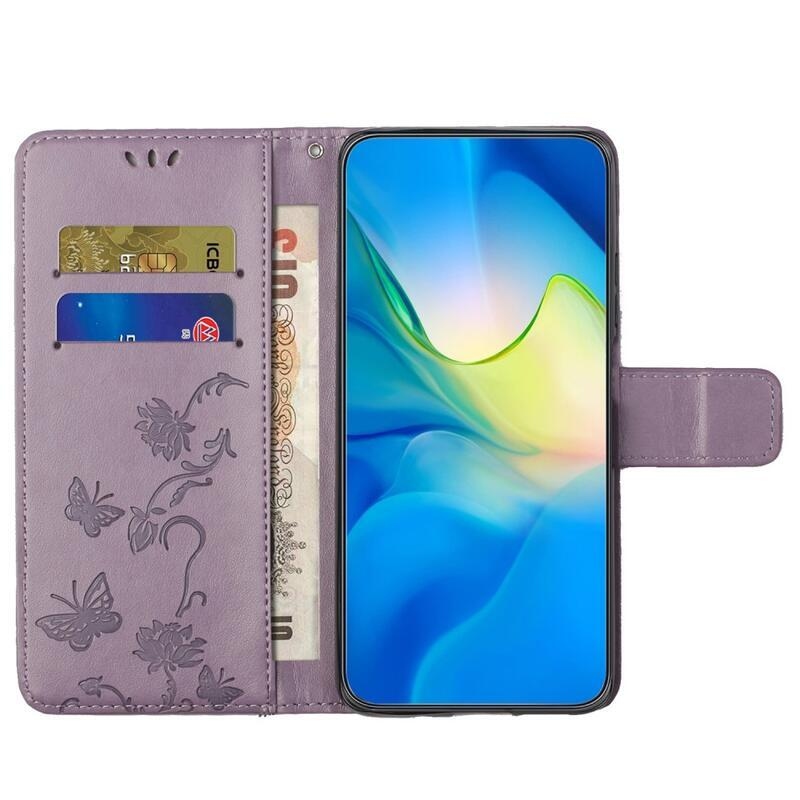 Flower knižkové púzdro na Xiaomi Redmi Note 12 4G - svetlofialové