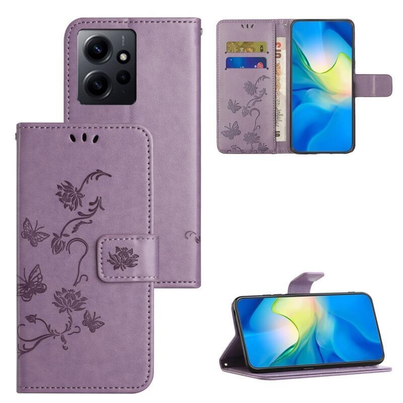 Flower knižkové púzdro na Xiaomi Redmi Note 12 4G - svetlofialové