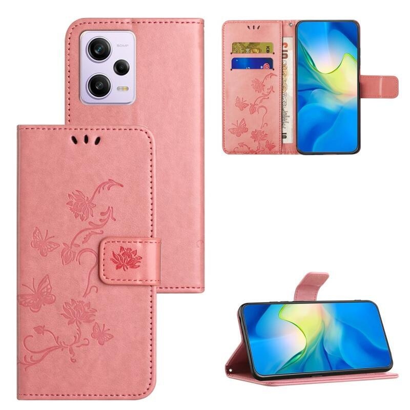 Flower knižkové púzdro na Xiaomi Redmi Note 12 5G/Poco X5 5G - ružové