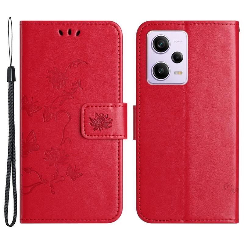Flower knižkové púzdro na Xiaomi Redmi Note 12 Pro+ 5G - červené
