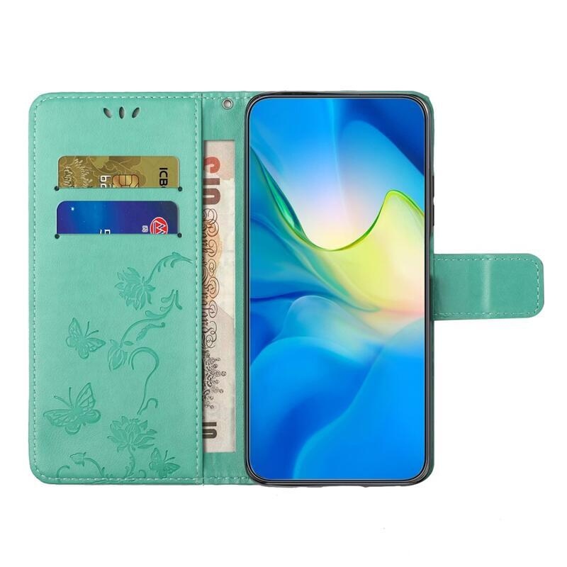 Flower knižkové puzdro na Xiaomi Redmi Note 12 Pro+ 5G - modrozelené