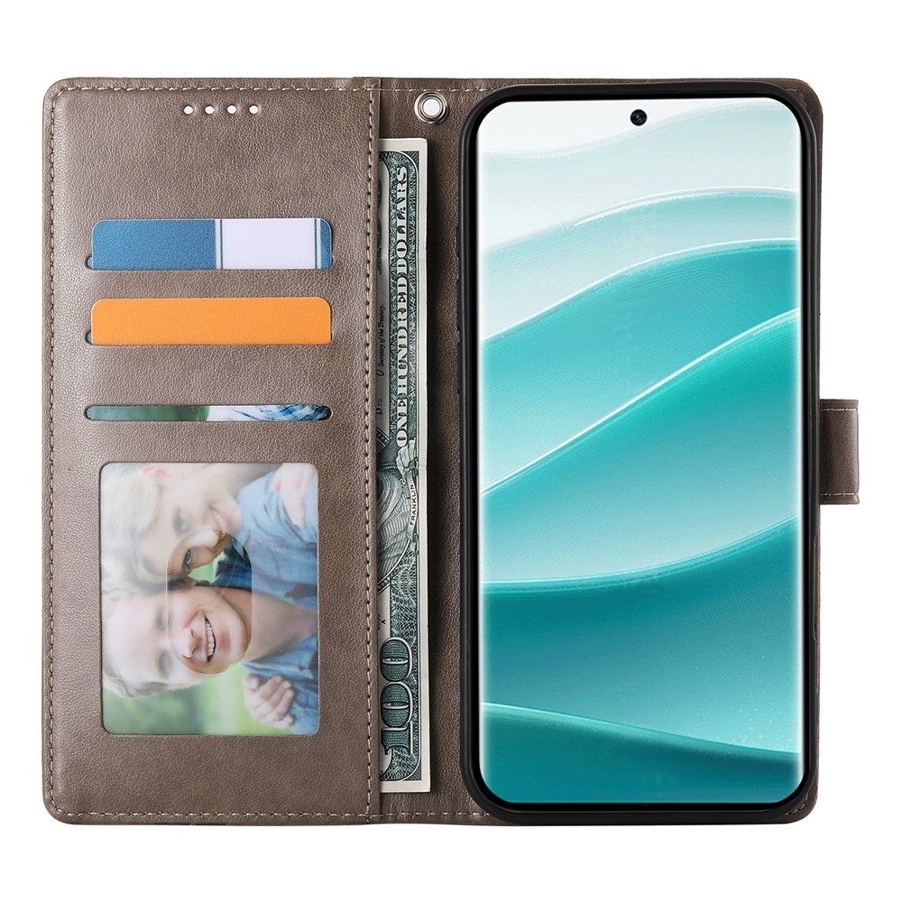 Flower knižkové púzdro na Xiaomi Redmi Note 15 Pro 4G - šedé