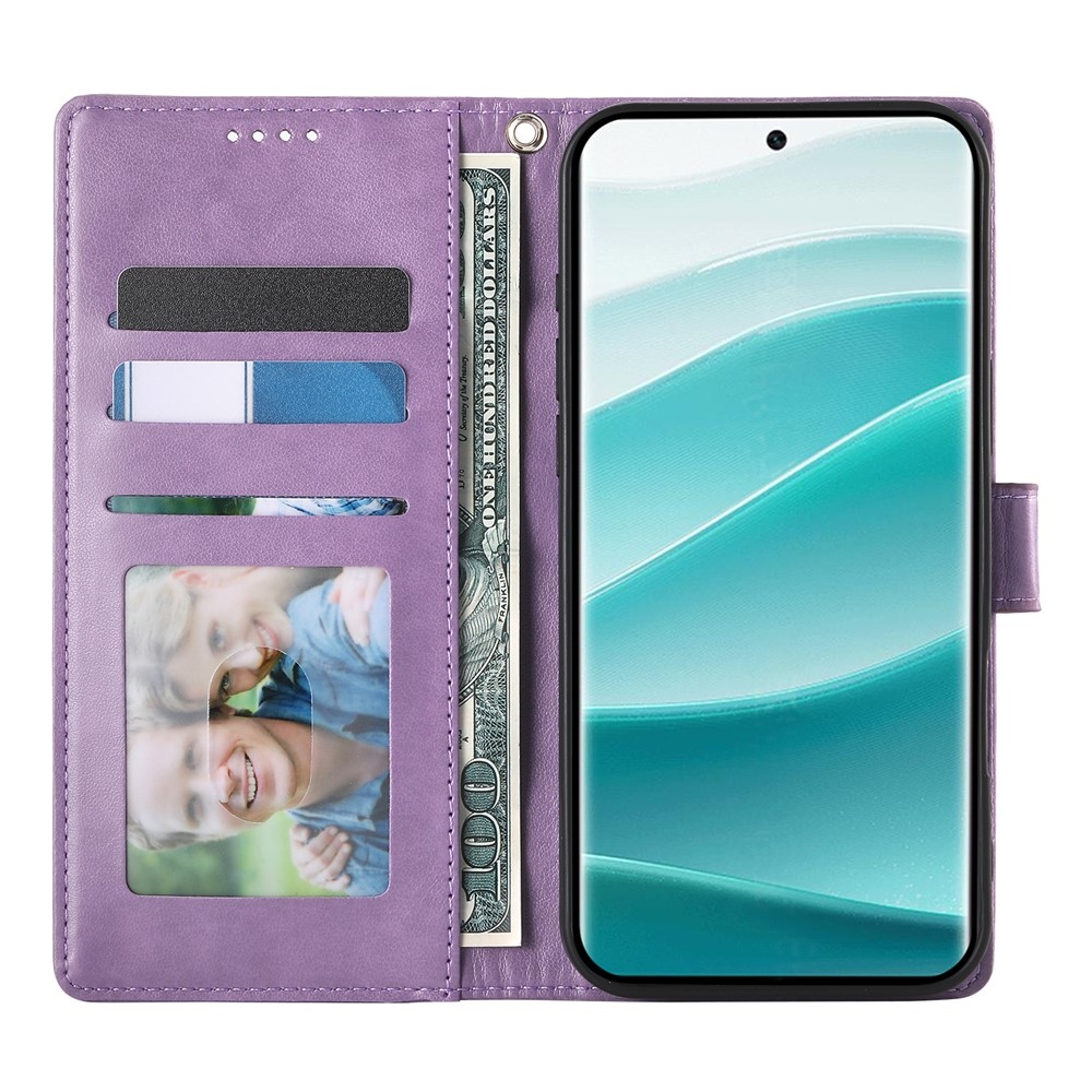 Flower knižkové púzdro na Xiaomi Redmi Note 15 Pro 4G - svetlofialové