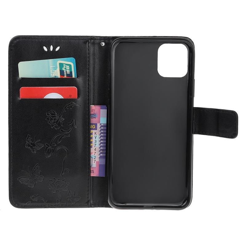 Butterfly PU kožené peněženkové puzdro na mobil iPhone 12 Pro Max 6,7 