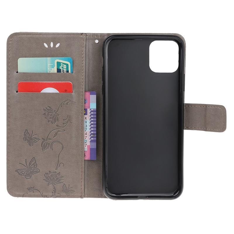 Butterfly PU kožené peněženkové puzdro na mobil iPhone 12 Pro Max 6,7 