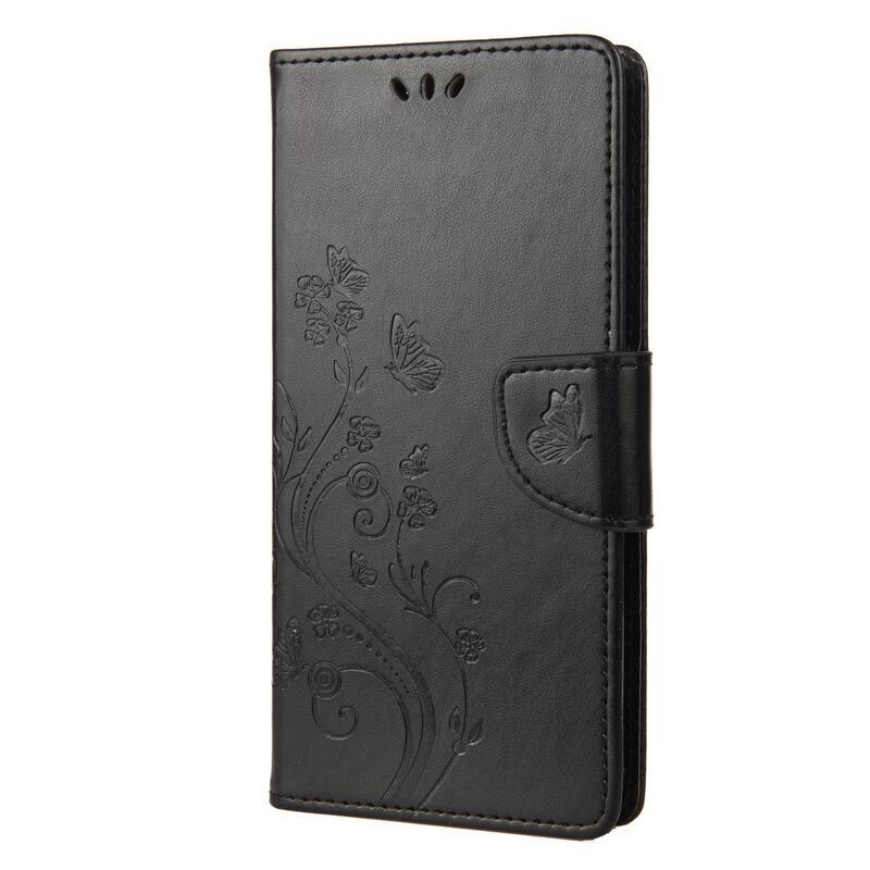 Flower PU kožené peňaženkové púzdro na mobil Realme 9i - čierne